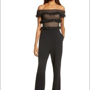 Tadashi Shoji evening jumpsuit off the shoulder- Black size 6